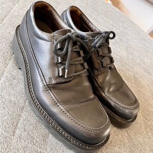 Vintage TIME & Co Sz 8.5 M 90s Italian Made Black Leather Chunky Sole Shoes